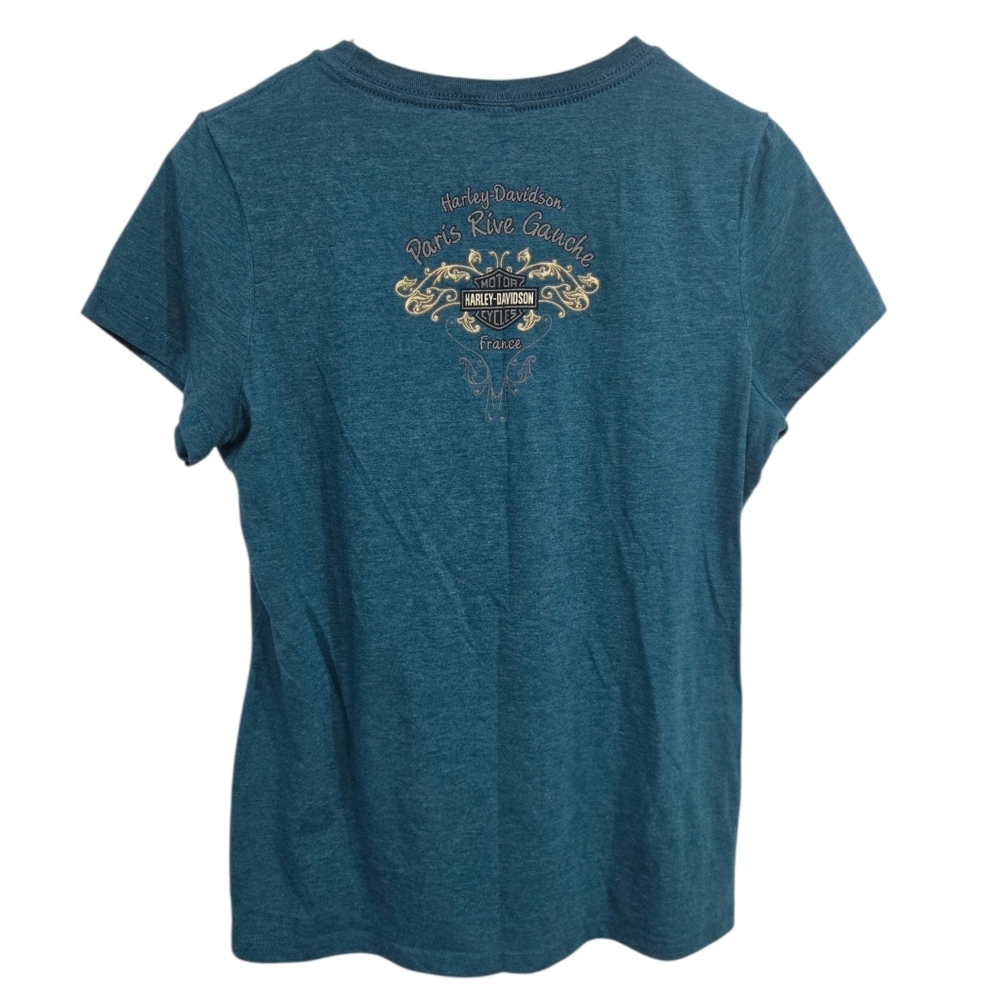 Harley-Davidson Teal Paris France T-Shirt - Picture 3 of 4